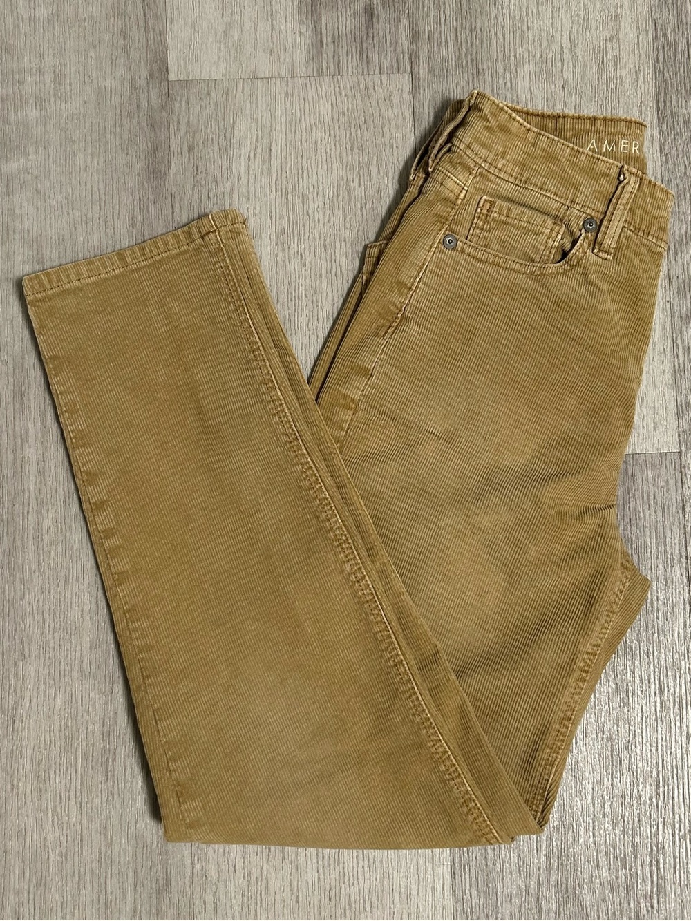 American Eagle Outfitters Women's Straight Leg Khaki Corduroy Pants